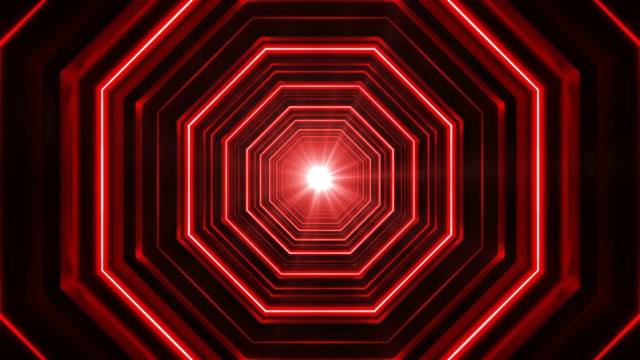 八角环氖红4K动画隧道视频素材画面2