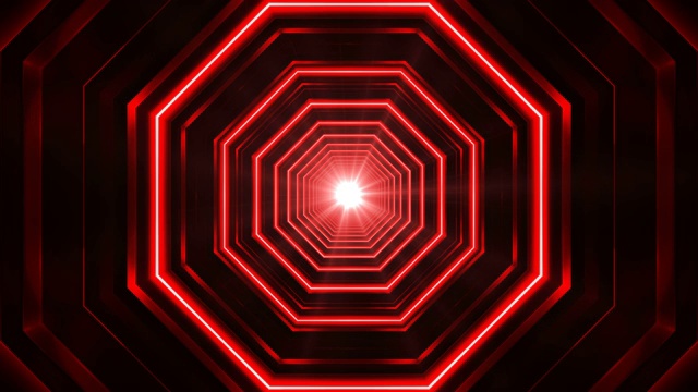 八角环氖红4K动画隧道视频素材画面4