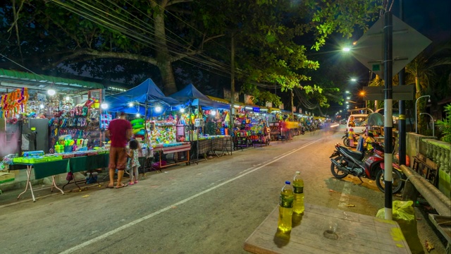 马来西亚夜市摊位的时间流逝视频素材