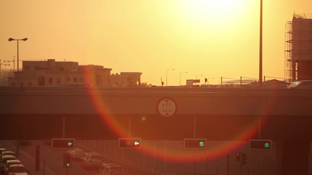 高速公路立交桥日落时间流逝视频素材