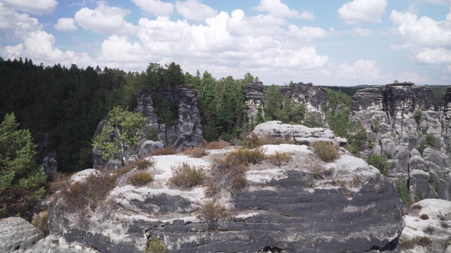 易北砂岩山和岩层桥在撒克逊瑞士，德累斯顿，德国视频素材