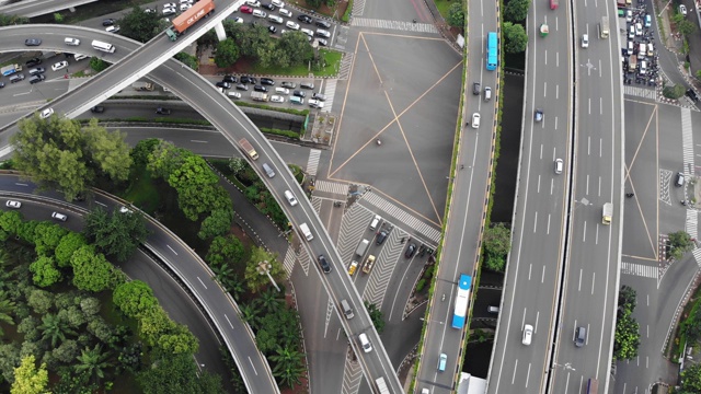 Covid-19大流行期间雅加达街道4K鸟瞰图视频下载