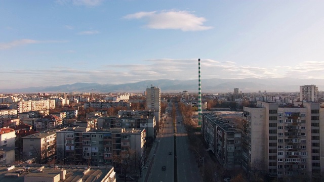 空中视频城市大道上的交通视频素材