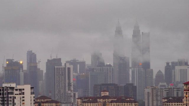 吉隆坡市区的季风降雨时间为4K视频素材