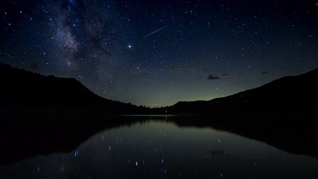 日落和星空在高地湖泊-时间流逝视频素材画面1