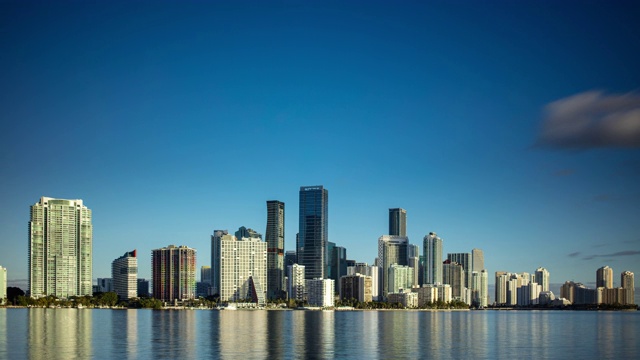 迈阿密市中心的天际线在早晨-时间流逝视频素材画面3