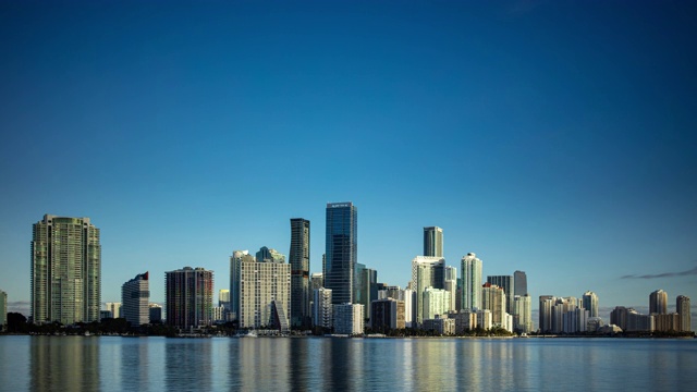 迈阿密市中心的天际线在早晨-时间流逝视频素材画面4