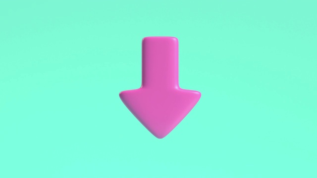 3d渲染运动粉红色箭头指向下绿色背景视频素材画面4
