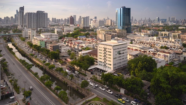 日落延时全景曼谷市，泰国视频素材