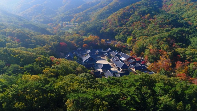 韩国全罗南道，九溪山/顺天溪松光沙寺的秋景视频素材