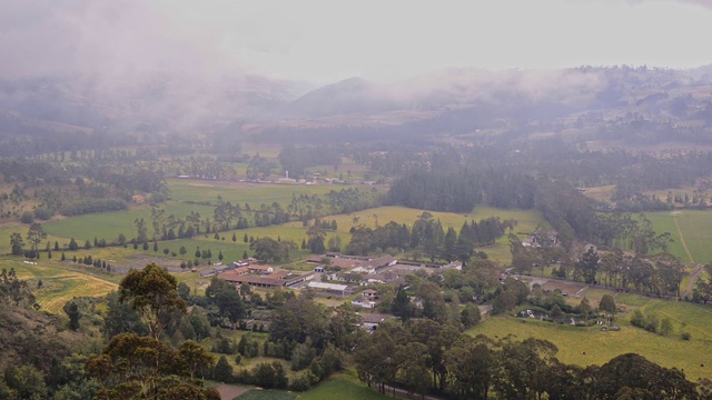 安第斯山脉的风景，村庄周围的耕地，在黄昏，厄瓜多尔视频素材