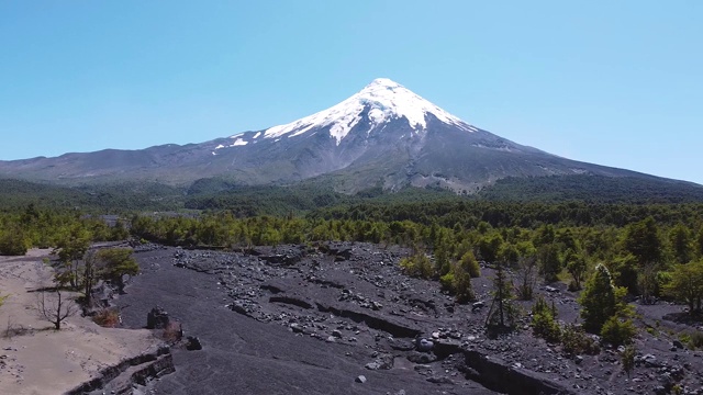 奥索尔诺火山景观无人机视图视频素材