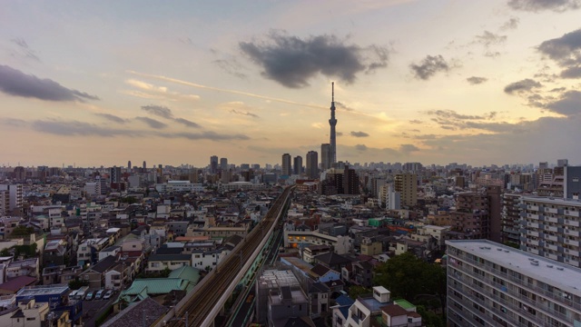 东京天空树镇和日本城市景观的时间推移视频下载