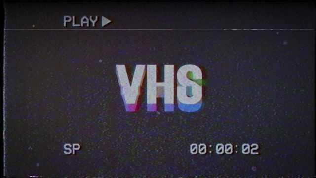 彩色动态动画字VHS。80年代的复古风格。一个单词的出现和消失。视频素材