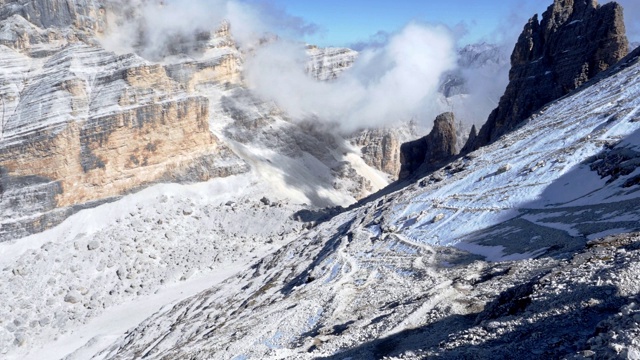 欧洲意大利Tofane组白云石区的高山景观视频素材