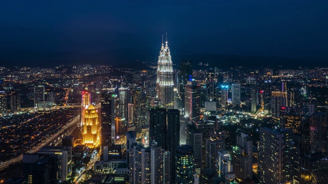 吉隆坡，马来西亚，吉隆坡夜景视频素材