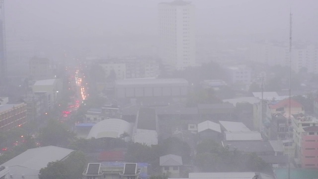 泰国曼谷大雨鸟瞰图。视频素材