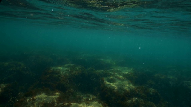 大海上的波浪。摄像机在水下。视频素材