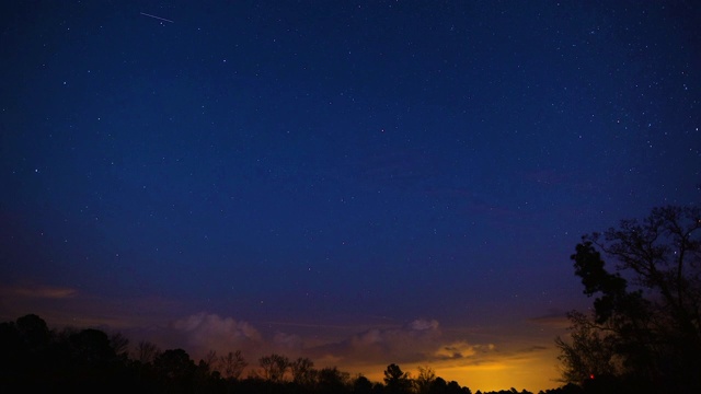 从白天到夜晚，天空中布满了云和星星视频素材