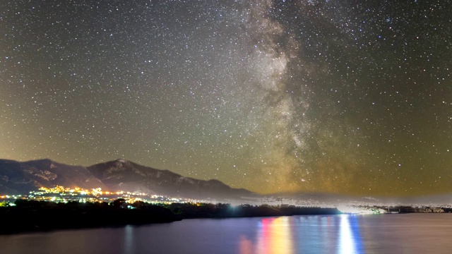 夜晚星空与银河相辉映，夜晚户外时隐时现视频素材