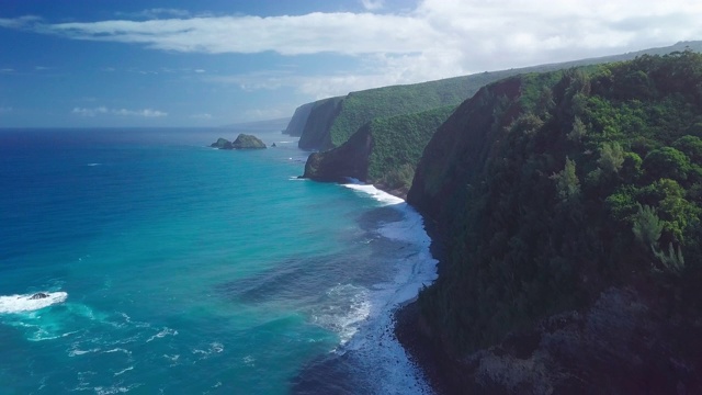 鸟瞰图的夏威夷海岸线附近的Polulu山谷在大岛视频素材