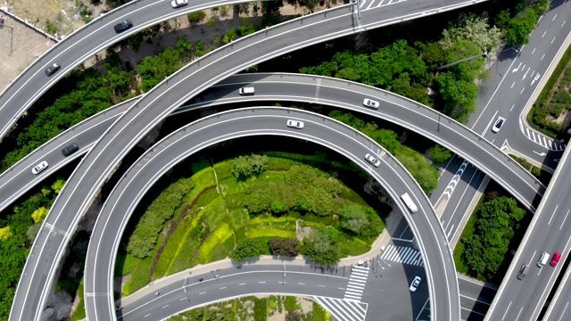 道路交叉口俯视图柏油路视频素材画面4