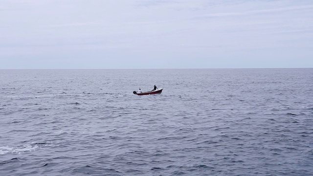 在炎热的夏天，海军水手们在海上划船。两名男子的年轻人在亚得里亚海划船视频素材