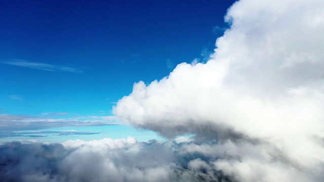 时间流逝美丽的蓝天与云彩的背景。白云与蓝天的时间流逝。在移动的云景中飞行。纹理的云。全景视频素材