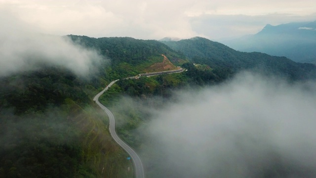 鸟瞰图蜿蜒的道路丛林马来西亚视频素材