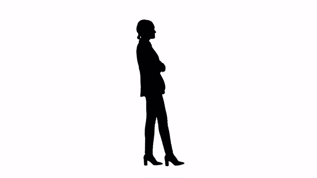 剪影自信的年轻女商人双臂交叉摆姿势视频素材画面3
