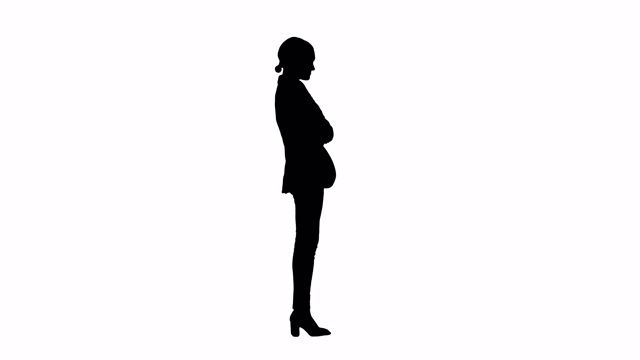 剪影自信的年轻女商人双臂交叉摆姿势视频素材画面4