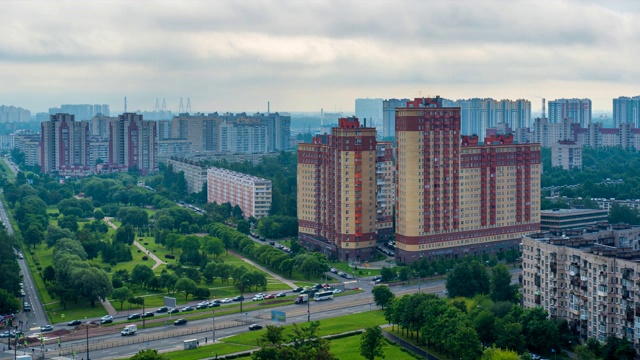 圣彼得堡住宅建筑和住宅区的时间跨度。俄罗斯视频素材