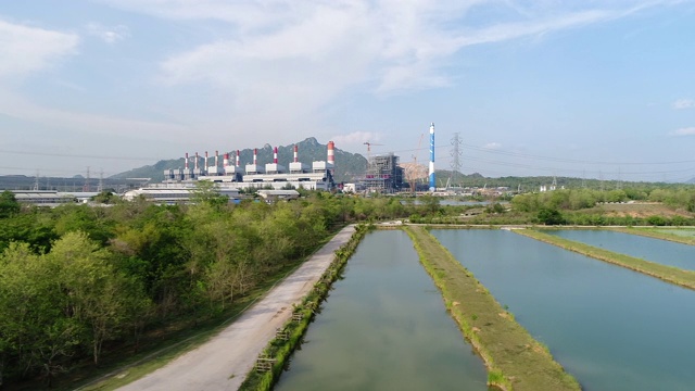 电力变电站、发电厂。鸟瞰图库存视频视频素材