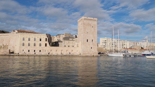 圣让堡和vieux港，马赛，Bouches-du-Rône，法国。视频素材