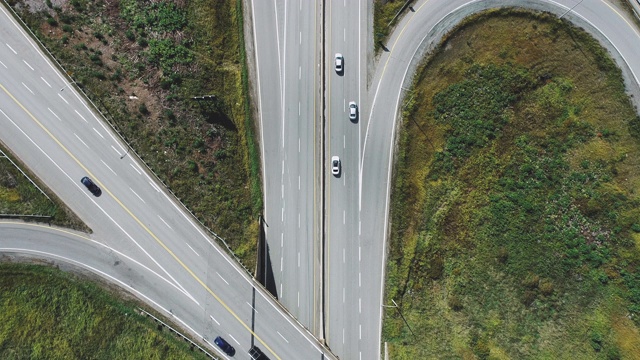 公路交汇处鸟瞰图视频素材