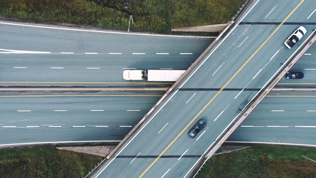 公路交汇处鸟瞰图视频素材