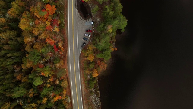 秋天的道路鸟瞰图视频素材