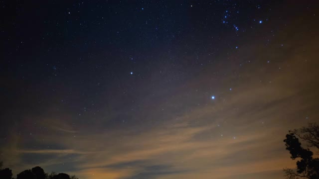 时间推移，低角度，在夜晚的星空，北卡罗来纳州，美国视频素材