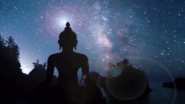 佛的剪影在夜空景观视频素材画面2