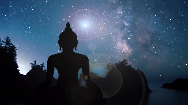 佛的剪影在夜空景观视频素材画面3