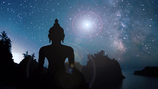 佛的剪影在夜空景观视频素材画面4