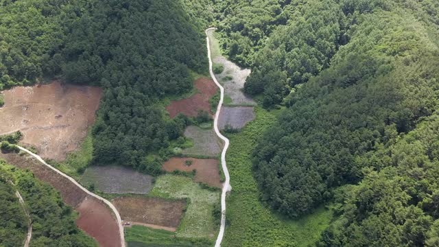 山路和耕地/江原道正城郡，韩国视频素材