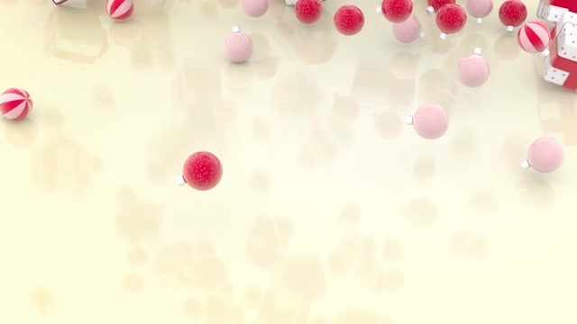 落下的圣诞球和圣诞礼盒视频素材画面1