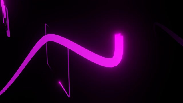 霓虹光波3D渲染。现代的线条。高质量4k镜头视频素材画面1