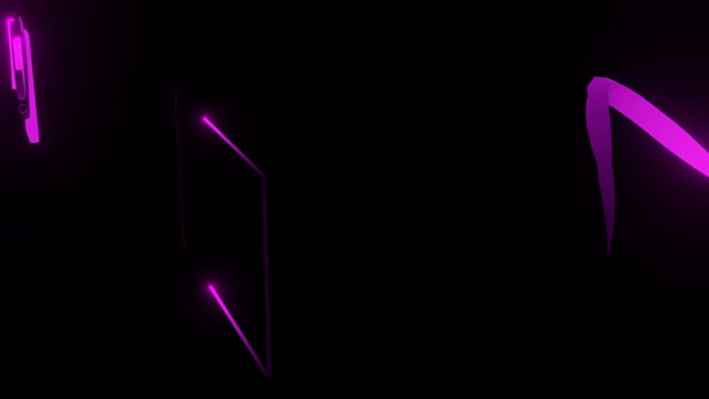 霓虹光波3D渲染。现代的线条。高质量4k镜头视频素材画面4