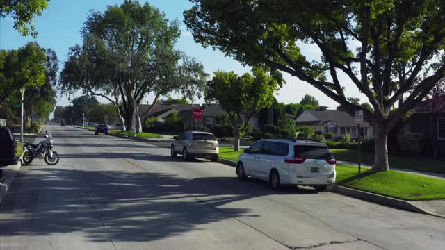 加州伯班克的住宅街道和住宅无人机鸟瞰图视频素材