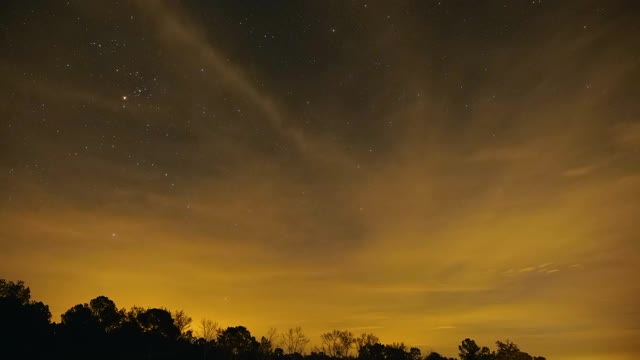 时间流逝，低角度，云景观在一个星夜，北卡罗来纳州，美国视频素材