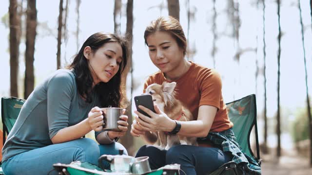 十几岁的女孩们在营地里玩得很开心视频素材