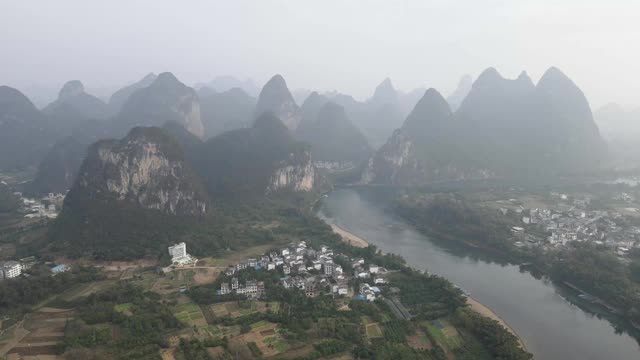 桂林乡村景观航拍视频素材