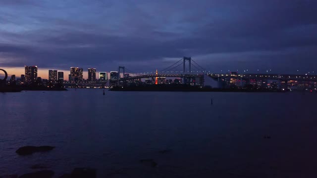 东京港区台场的东京湾夜景视频素材